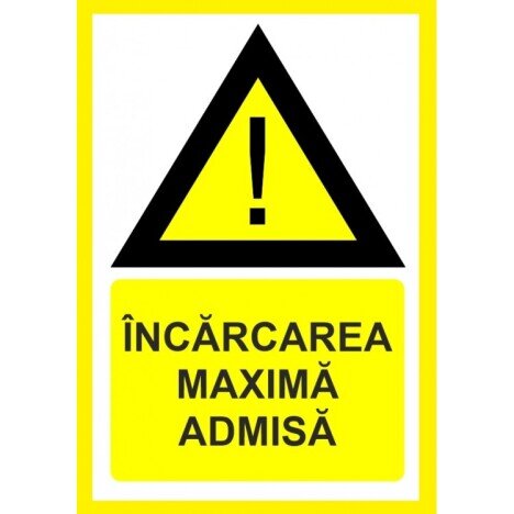 Placuta pentru incarcare maxima admisa